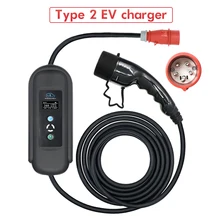 Type 2 16A 3 Phase 11KW  Fast EV Charging 5M Cable Portable Charger With Current Adjustable For Electric Car IEC 62196-2