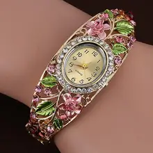 

Women Watches Gold Plated Crystal Flower Bangle Bracelet Ladies Watch Luxury Brand Quartz Wristwatch Bayan Kol Saati Reloj Mujer