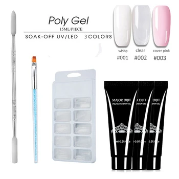 

Newly Nail Poly Gel Kit Nail Extension Dry Polygel Builder Manicure Brush 15ml Poly Extension Gel CLA88