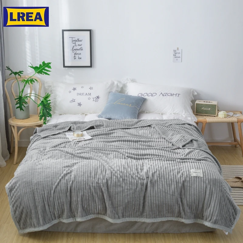 

LREA winter polar fabric blankets throw grey blanket for beds and sofa home decoration fleece seeping Comfortable skin