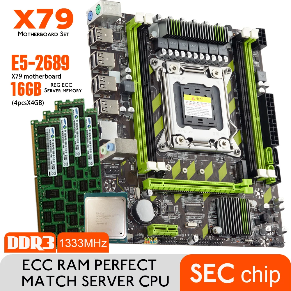 X79G X79 Motherboard Set With LGA2011 Combos intel Xeon E5 2689 CPU 4pcs x 4GB = 16GB Memory DDR3 RAM 1333Mhz PC3 10600R D3 best cheap motherboard for gaming pc