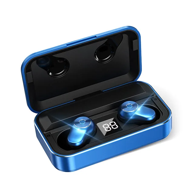Bluetooth наушники настоящие беспроводные мини-наушники Hifi стерео водонепроницаемые спортивные наушники гарнитура наушники для iOS Android телефонов - Цвет: Blue