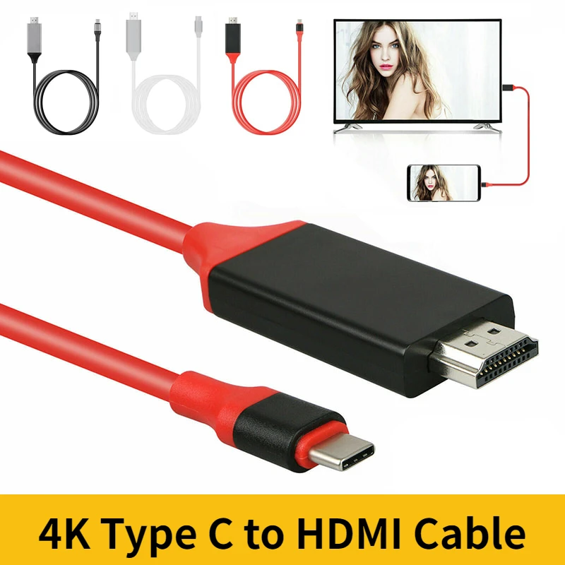 

4K Type C to HDMI Adapter Cables 2m USB C 3.1 to HDMI Cable for MacBook Samsung Galaxy S9/S8/Note 9 Huawei Three Colors