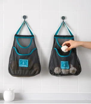 

2020 New Arrival Vegetable Net Bag Double Pocket Hanging Design Convenient Classification Good Ventilation Breathable Storage