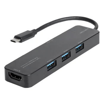 

VKTECH 5 in 1 USB Type-C HUB Converter High Speed 5Gbps 3 USB3.0 4K HDMI 60W USB 3.1 PD Charging Adapter for Laptop PC Tablet
