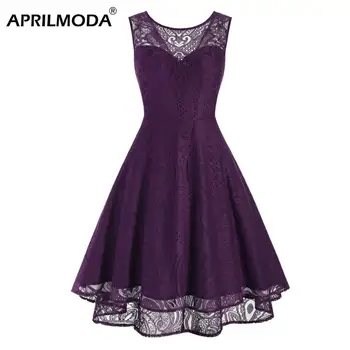 

Lace Vintage Women Dress Sexy Sleeveless V Neck Ladies Dresses Chic Retro Party Formal Dress Plus Size Vestidos