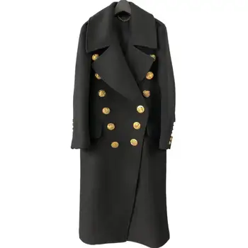 

Coat Women's Buttons Double Breasted Long Wool Coat Overcoat