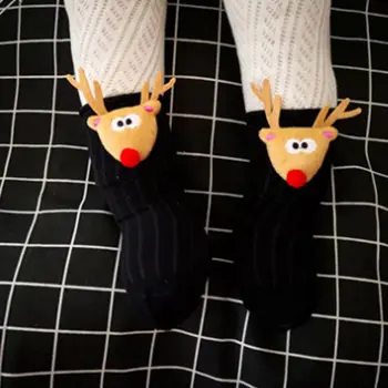 

1Pair Children Kids Soft Cotton Warm Socks Cute Elk Santa Claus Short Socks for Christmas Festivals Party Supplies Gifts