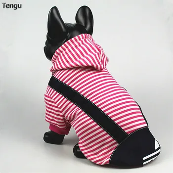 

Pink striped dog's sports hoodie sweater with back pockets designed for yorkie clothes cats halloween dog costume XXXL size