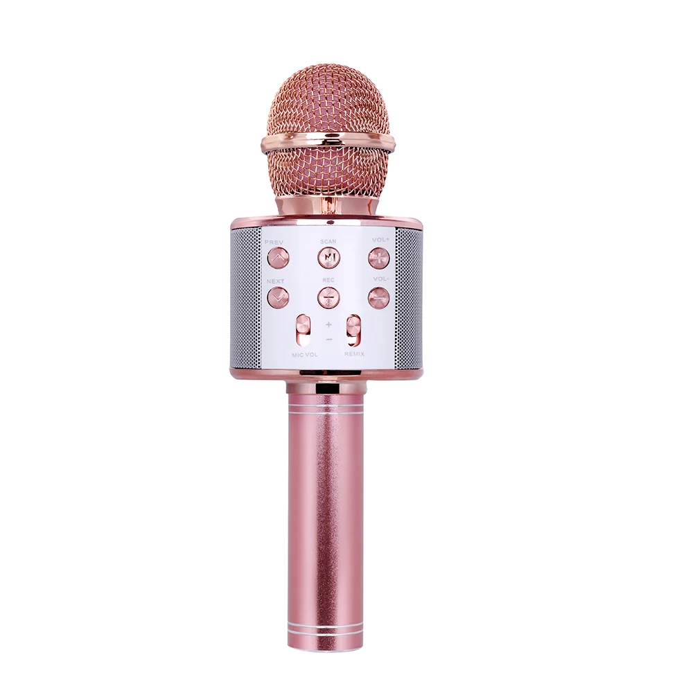 

WS858 Bluetooth Karaoke Microphone Wireless Portable Microphone Speaker Handheld Radio Mikrofon Studio r\Record Mic Home KTV