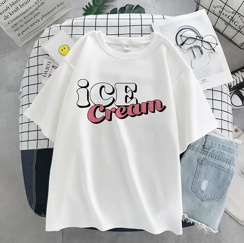 Funny Korean Clothes T shirt Summer Top Cotton Printed Women Teletubbies Harajuku Oversized camiseta mujer tee shirt femme Tops