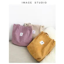 Новая модная Холщовая Сумка женская свежая простая сумка Вельветовая Большая вместительная сумка через плечо