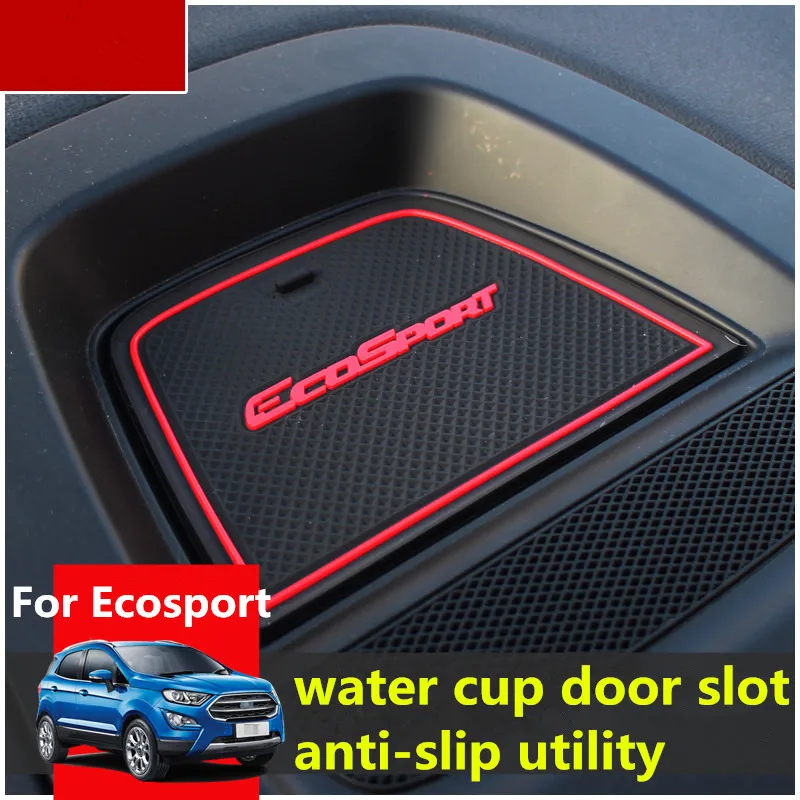 Резиновый коврик для Ford Ecosport слот-коврик для двери чашка Подушка паз коврик Lnterior Противоскользящий коврик автомобильные аксессуары Стайлинг