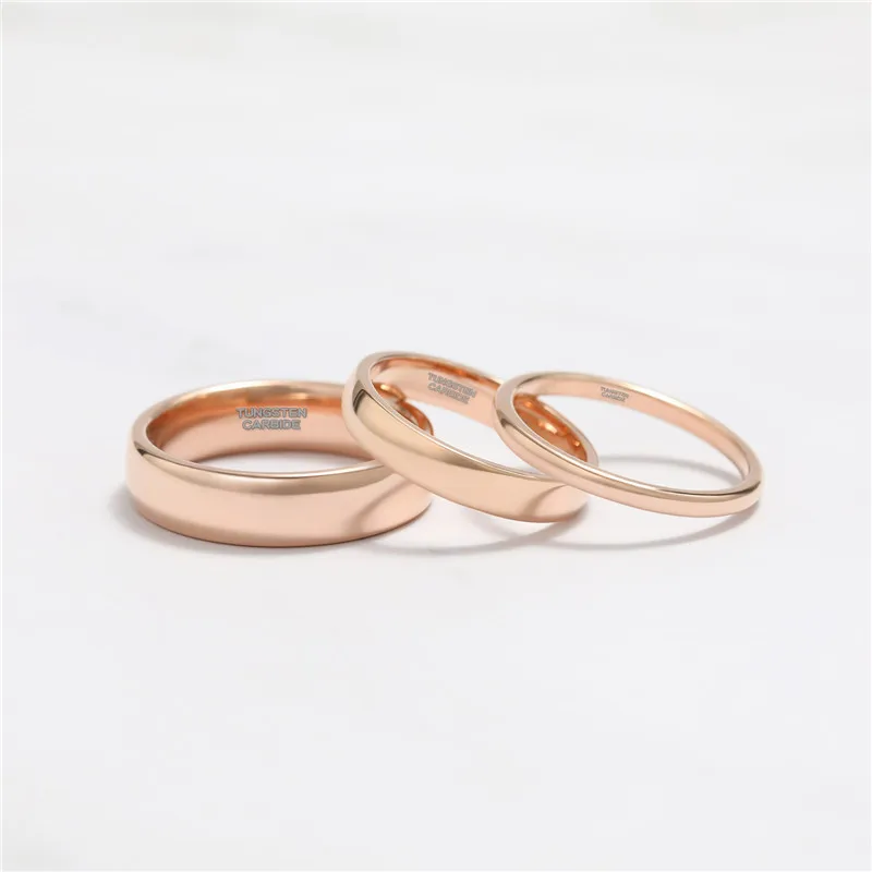Wedding Rings 2/4/6mm 18K Rose Gold Plated Tungsten Carbide For Women Solid Lover's Engagement