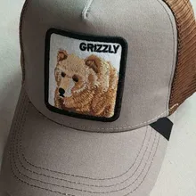 Новая летняя Кепка водителя грузовика, сетчатая бейсболка, хип-хоп кепка для мужчин, бейсболка с вышивкой гризли-серый