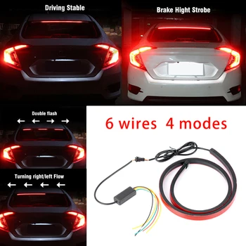 

LED Roofline 3rd High Brake Light Strip Rear Windshield Stop Flow Signal Red 100cm Automatic Brake Light Flexible LED Light Belt