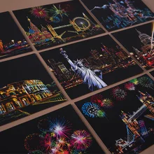 4 Pcs 20x14 CM A5 Colorful Magic Scraping Painting DIY Manual City Night View Scratch Paper Drawing Toys For Kids Learning Toys