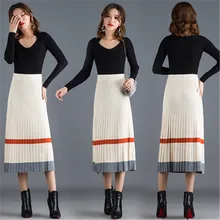 Модная женская трикотажная плиссированная юбка осенние зимние юбки черная юбка с высокой талией офисная тонкая юбка-карандаш Женская юбка Longa