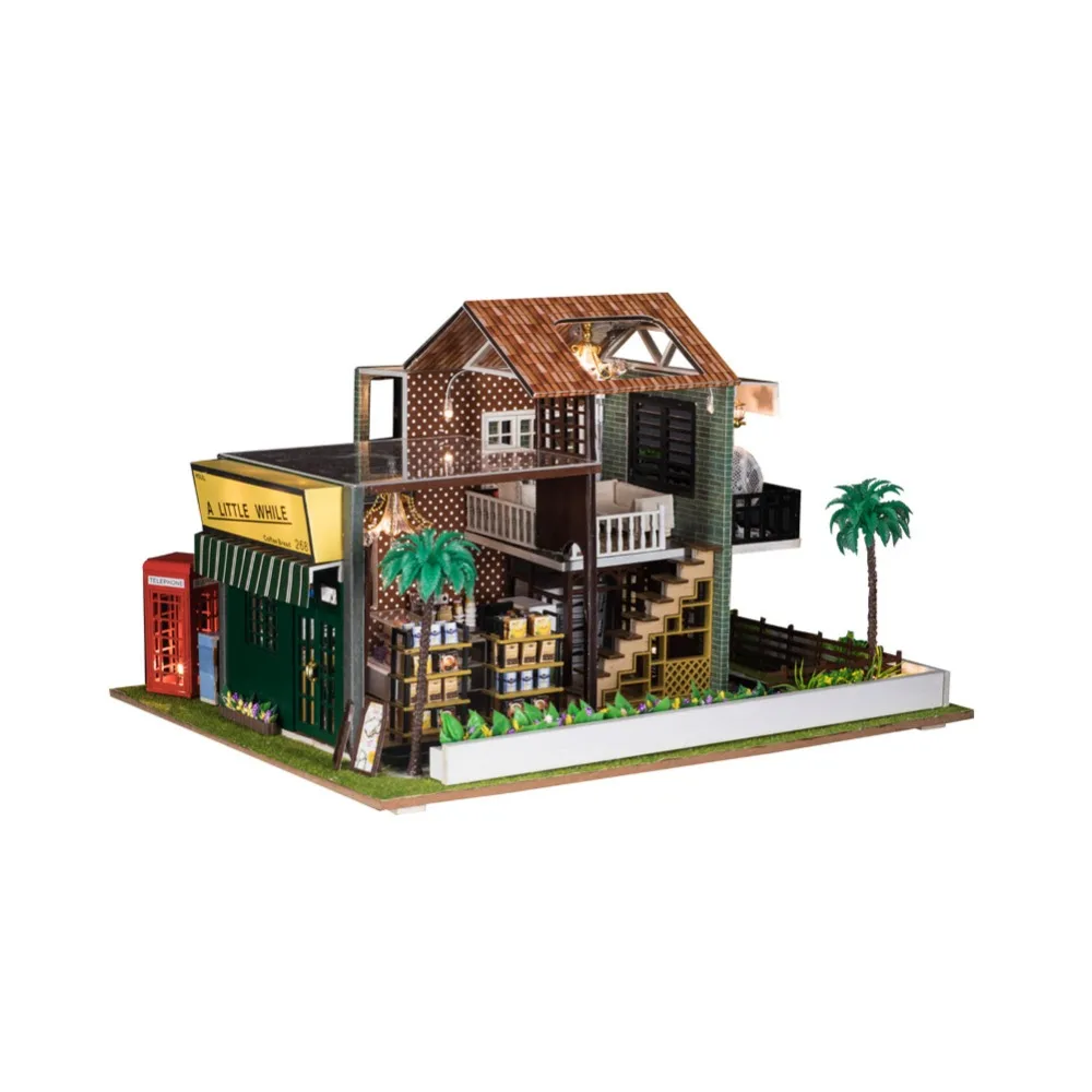 

iiE CREATE Dollhouse K035 Coffee House DIY Kit With Lights And Dust Cover