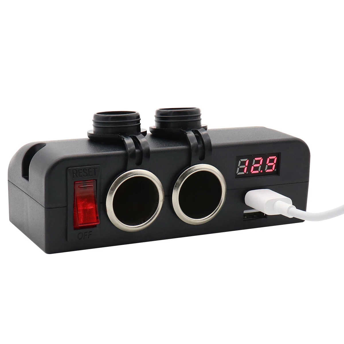 

New Car Charger 12V/24V Dual USB Port Car Charger Cigarette Lighter Socket Car Chargers With Voltmeter For Cars Caravan Boats