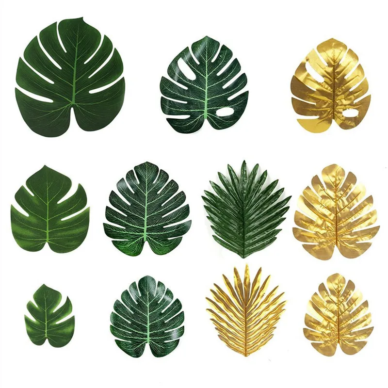Fondo fotográfico de hojas de Monstera, palmera Tropical Artificial verde, para boda, hogar, jardín, oficina, dormitorio, decoración, 12 Uds.