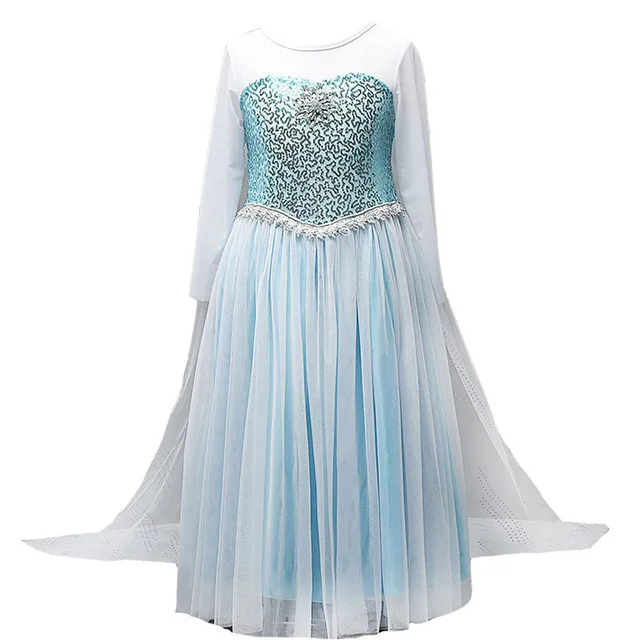 Only dress 8 Girl Princess Dress Cosplay Elsa Costume Fancy Dress Kid Halloween Carnival Snow Queen Elza Clothing Party Blue Dress Girls Gift - Color: Only dress 8