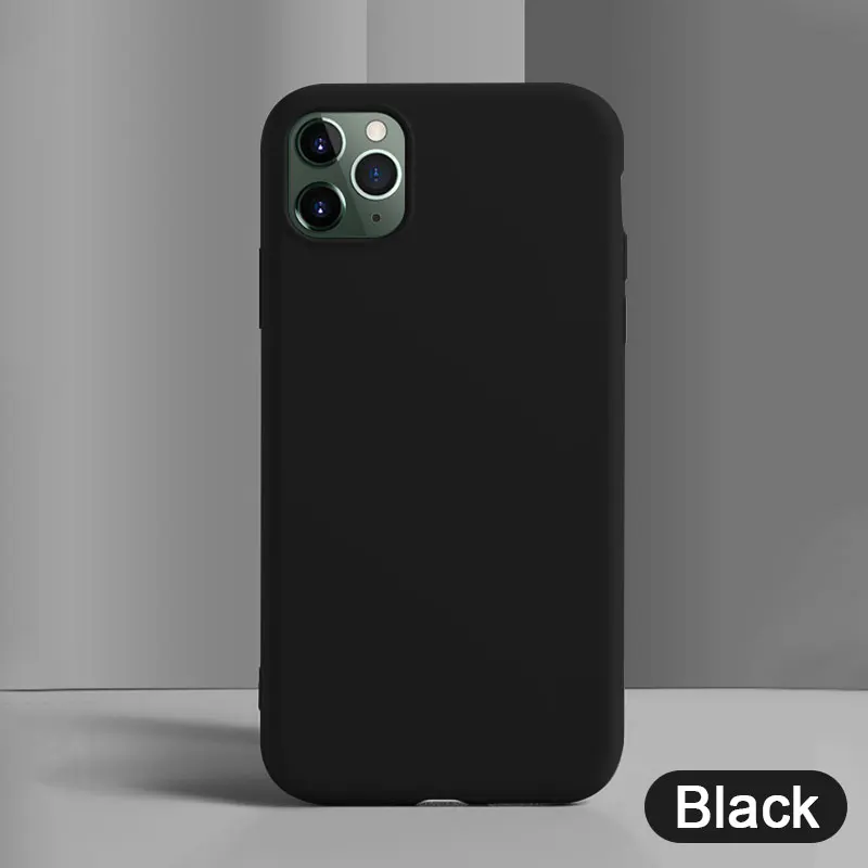 Black Силиконовый чехол для iPhone 11 XR XS Max 7 8 6s Plus, чехол для телефона, защитный чехол s для iPhone X 11 Pro max, ТПУ противоударный чехол - Цвет: Black