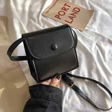 

women bag Korean PU Flap Casual Solid Hasp Soft Shoulder Bags vintage Mori girl purse phone bag simple style