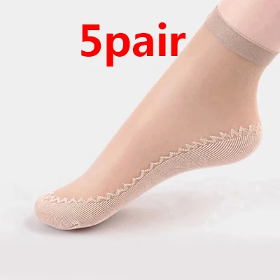 5pair women socks 5/10 пар, сексуальные ультратонкие прозрачные шелковые носки с кристаллами, эластичные короткие носки, женские черные нейлоновые носки до лодыжки Sokken - Цвет: 5pair women socks