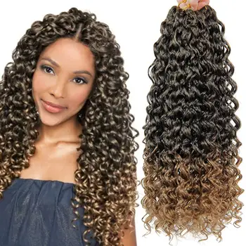 

18inches Synthetic Deep Twist Crochet hair Bohemian Crochet Braids Ombre Color Deep Wave Braiding Hair Extension