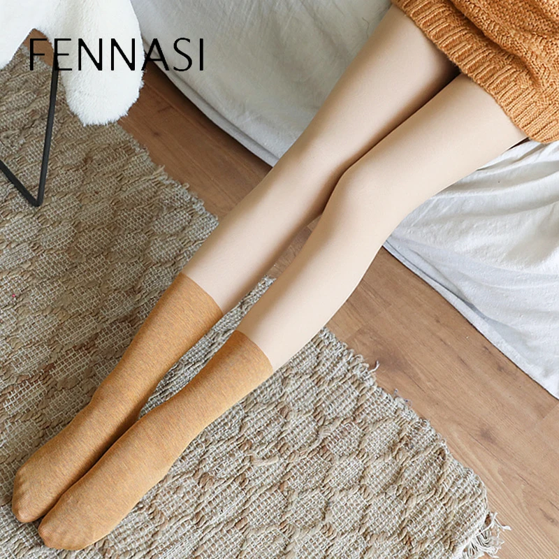 FENNASI Warm Sexy Seamless Nylon Lady Tights Double Layer Thick Plus