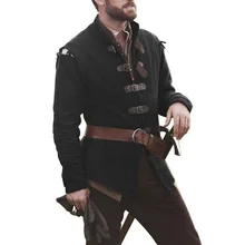 *#Best Price CYSINCOS Medieval Knight Warrior Cosplay Costume Solid Color Collar Leather Buckle Jacket Men Adult Long Sleeve Top Costume 2019 *#Best Price CYSINCOS Medieval Knight Warrior Cosplay Costume Solid Color Collar Leather Buckle Jacket Men Adult Long Sleeve Top Costume 2019