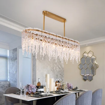

Rectangle design gold modern crystal chandelier lighting luxury dinning/living room bedroom lights led lamp indoor light fixture