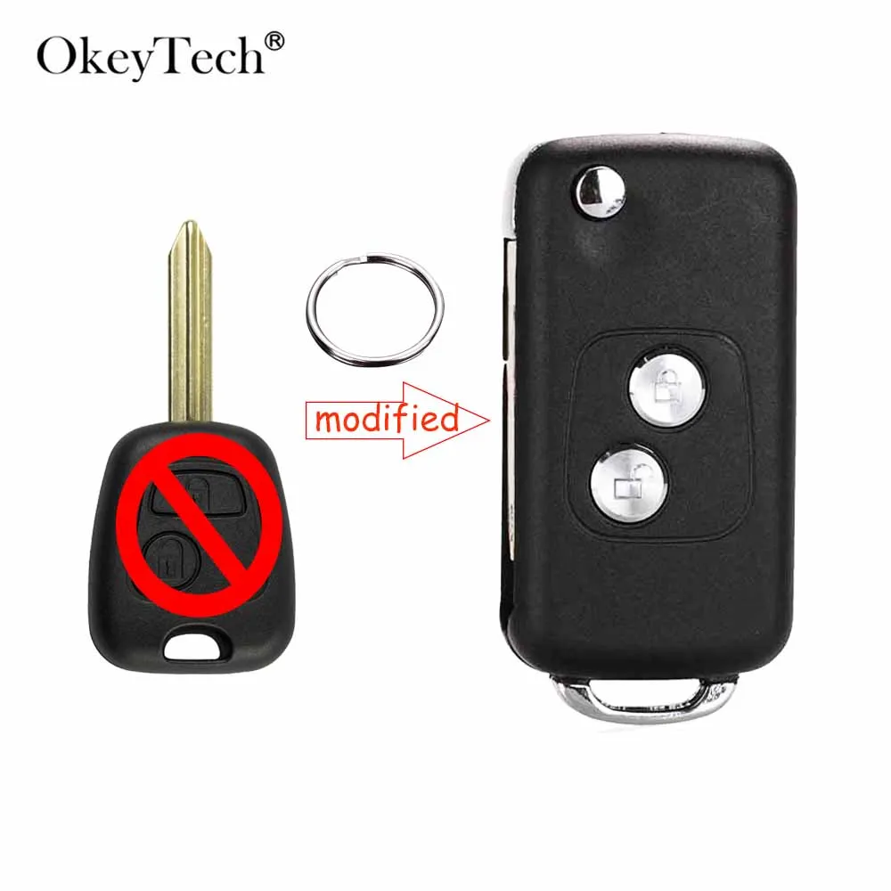 OkeyTech 2 Button Modified Flip Folding Car Key Shell Fob For Citroen C1 C2 C3 Saxo Xsara Picasso Berlingo Remote Case Cover | Автомобили