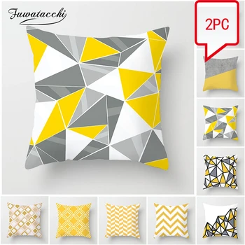 

Fuwatacchi 2PC Yellow Diamond Wave Cushion Covers Geometric Throw Pillow Case for Home Sofa Decoration Square Pillowcases 2019