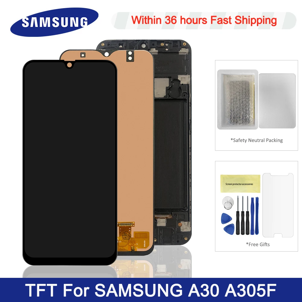 ЖК дисплей TFT 6 4 дюйма для Samsung Galaxy A30 A305 / DS A305F A305FD A305A сенсорный экран с цифровым