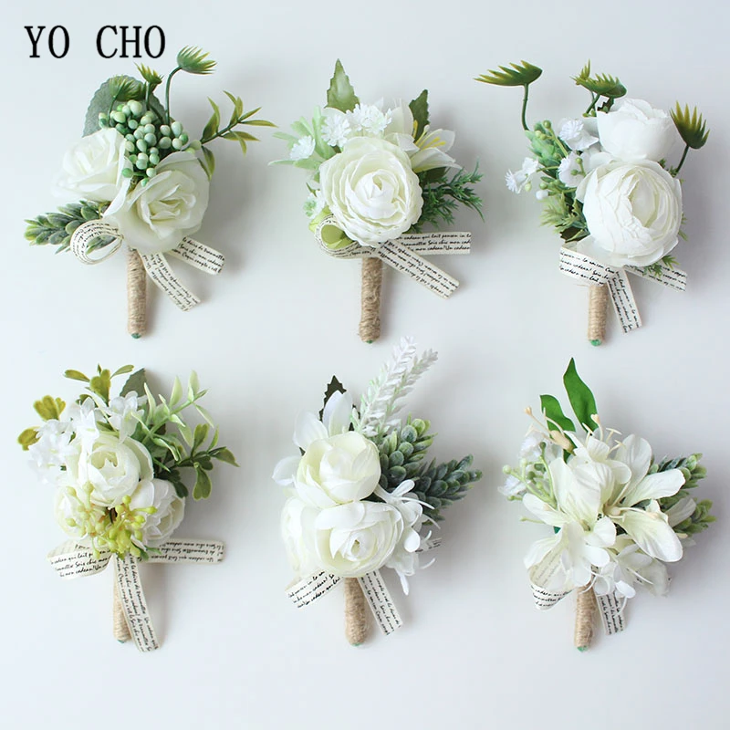 Yo Cho Bruiloft Corsages Handgemaakte Zijden Roos Bloem Drop Shipping Pols Bloem Wit Party Prom Bruiloft Decoraties|Artificial & Dried Flowers| - AliExpress