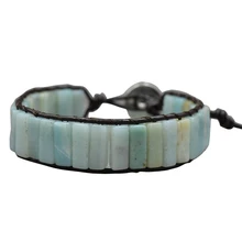 Богемский Браслет, одиночный винтажный кожаный браслет, полудрагоценный камень, бисерный Браслет-манжета