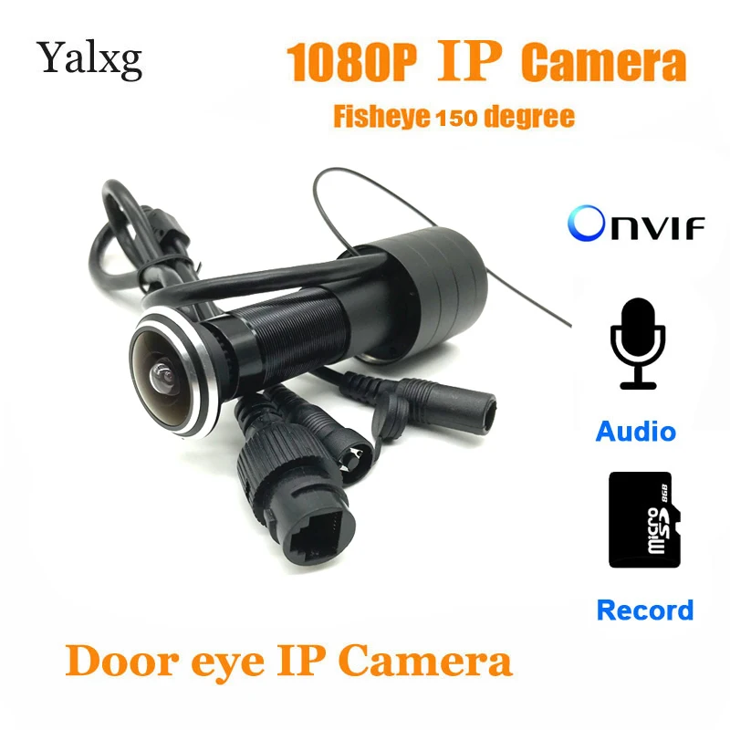 Comprar 2MP 1080P puerta interior ojo mirilla IP casa seguridad Cámara P2P Sensor de movimiento con cable Video Audio Onvif Cámara TF tarjeta compatible