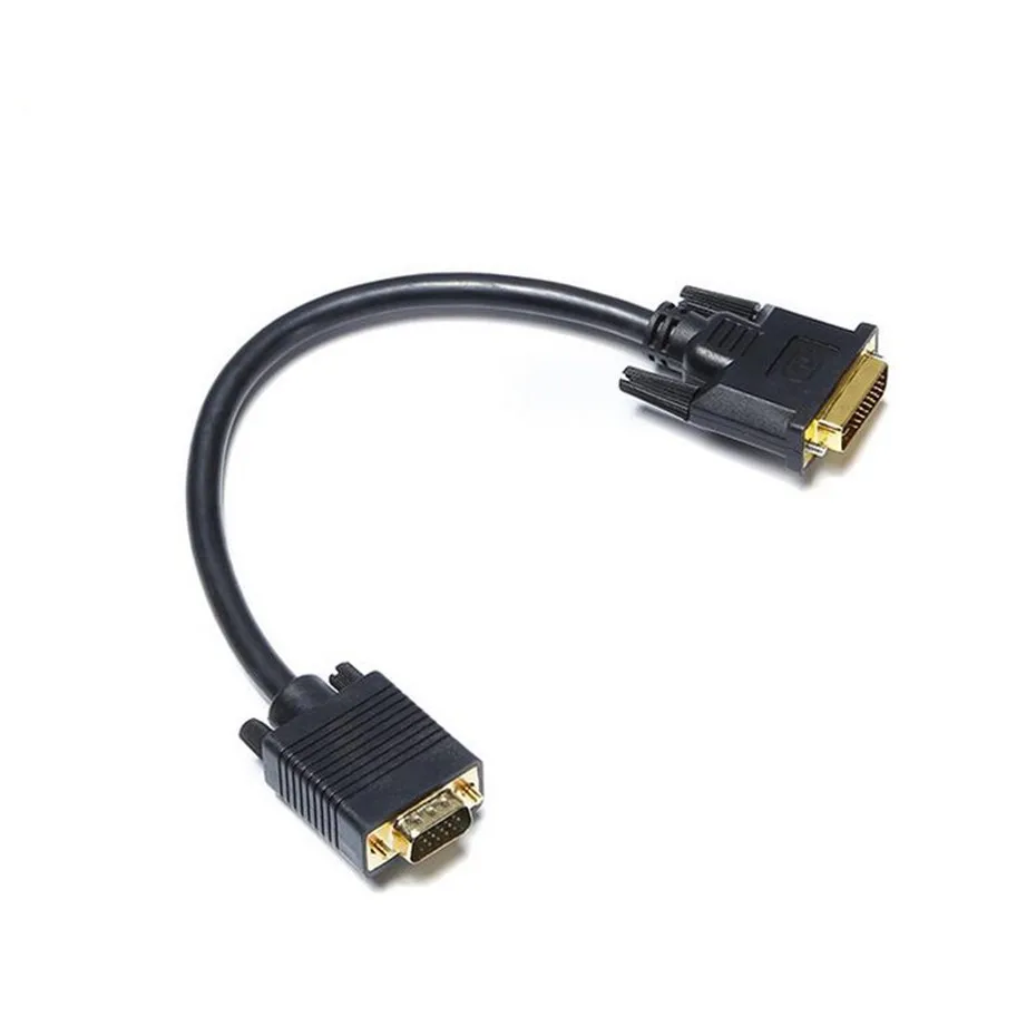 С DVI на VGA кабель DVI I 24+ 5 Male to VGA HD 15Pin Male/Female адаптер видео кабель Поддержка 1080P Full HD от ноутбука, ПК Хост - Цвет: VGA Male