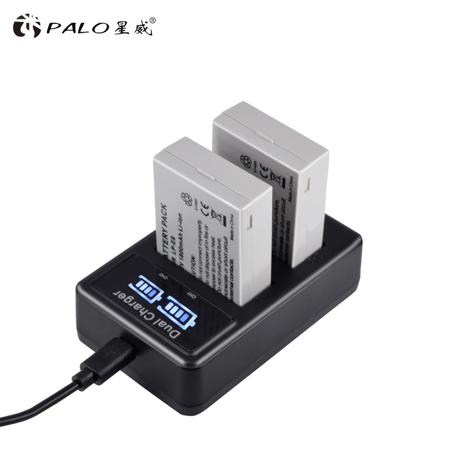 PALO 4 шт. LP-E8 LP E8 LPE8 1800 мАч батарея для камеры+ ЖК двойное зарядное устройство для Canon EOS 550D 600D 650D 700D Rebel T2i T3i T4i T5i