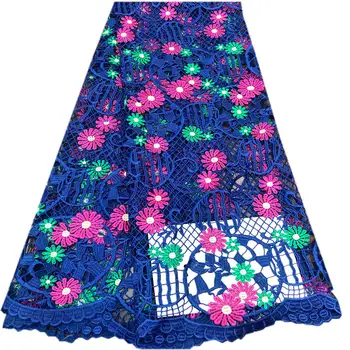 

2020 Hot African Guipure Cord Lace Fabric Swiss multicolor cord lace fabric Water Soluble lace Cord Laces for party dress 5 yard