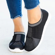 Lucyever malha respirável tênis mulher primavera 2021 salto plano mais tamanho 43 macio inferior sapatos de caminhada mulher de malha mocassins apartamentos