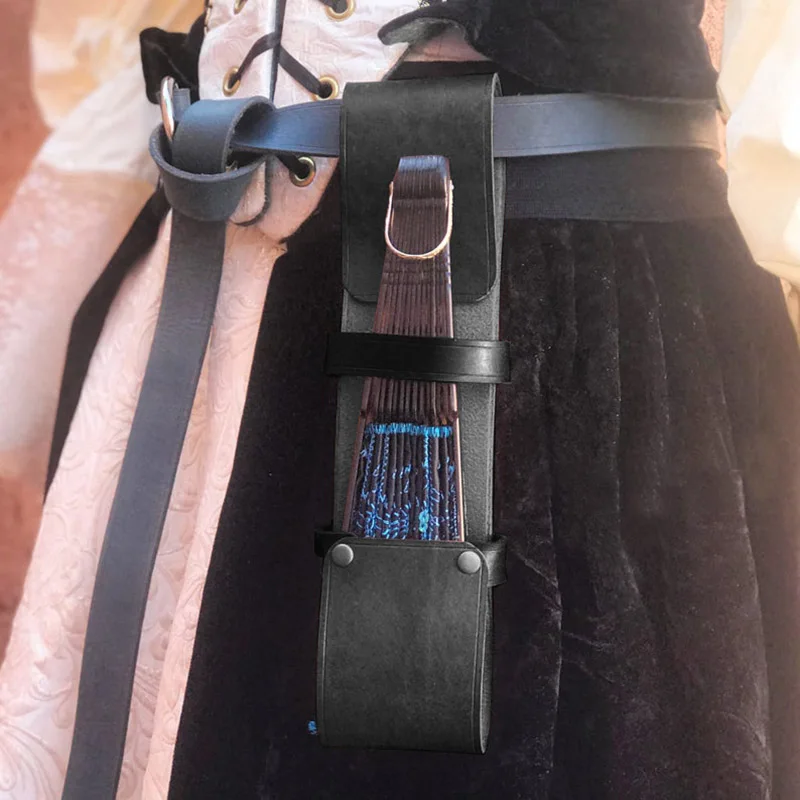 

Leather Hand Fan Holder Holster For Belt Women Summer Festival Accessory Steampunk Renaissance Medieval Knight Princess Costumes