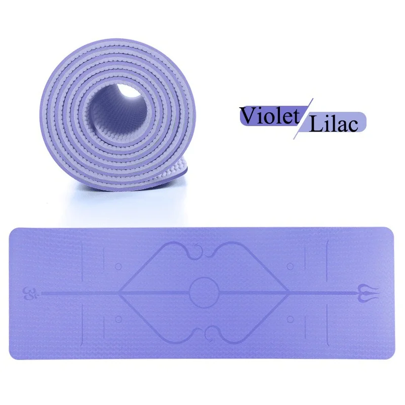 1830*610*6mm TPE Yoga Mat with Position Line Non-slip and Tasteless Fitness Mat Pilates Beginner Environmental Fitness Gymnastic - Цвет: Violet and Lilac