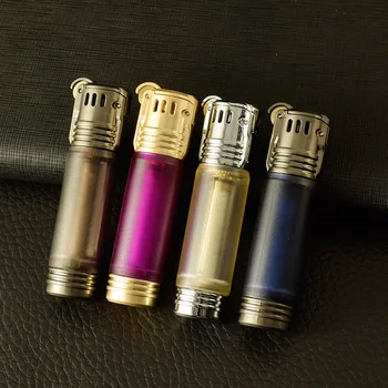 

Transparent Visual Fuel Kerosene Cigarette Lighter Military Grinding Wheel Metal lighter Gasoline Refillable Lighter Oil Lighter