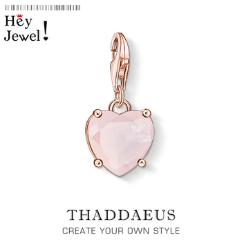 

Heart with Hot Pink Stone Charms Pendant Europe Jewelry Accessories 925 Sterling Silver Fashion Jewelry Sweet Gift For Women