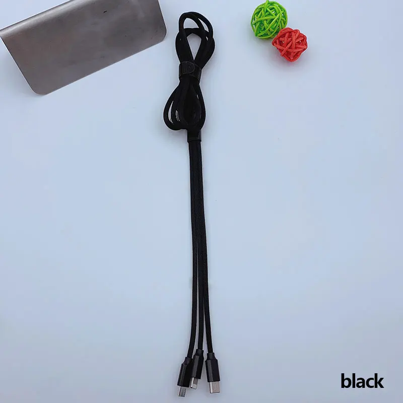 Cafele 3A 3 в 1 USB кабель Быстрая зарядка type C адаптер зарядное устройство для Iphone samsung Xiaomi LG мобильный телефон Micro USB кабель для передачи данных - Цвет: Black