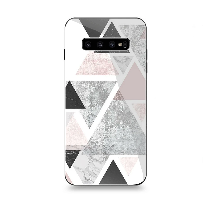 Мобильный чехол для телефона Стекло для samsung A10 A20 A30 A40 A50 A60 A70 S7 край S8 Plus Note 8 9 S10 крышка Треугольники красивый