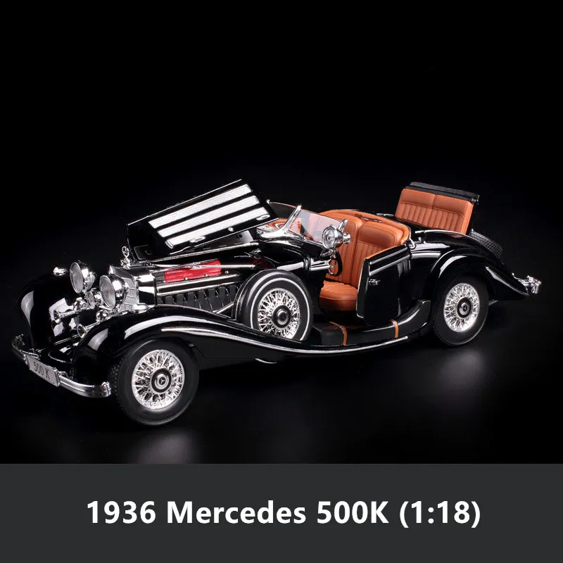 Maisto 1:18 1936 Mercedes 500k модель автомобиля из сплава Модель автомобиля украшение автомобиля коллекция Подарочная игрушка Литье под давлением модель игрушка для мальчиков - Цвет: 500K